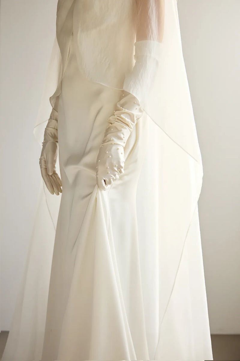 Satin Pearls Extra Long Ivory