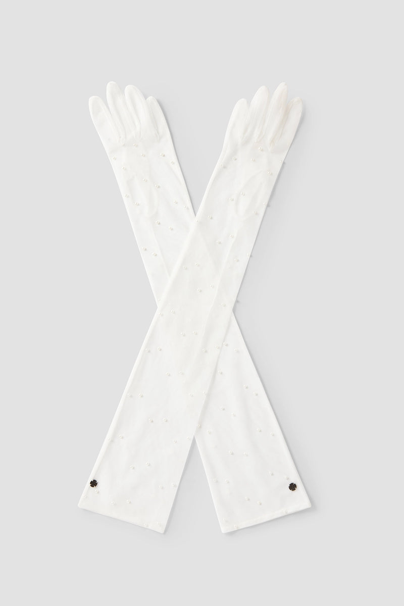 Tulle Pearls Extra Long White