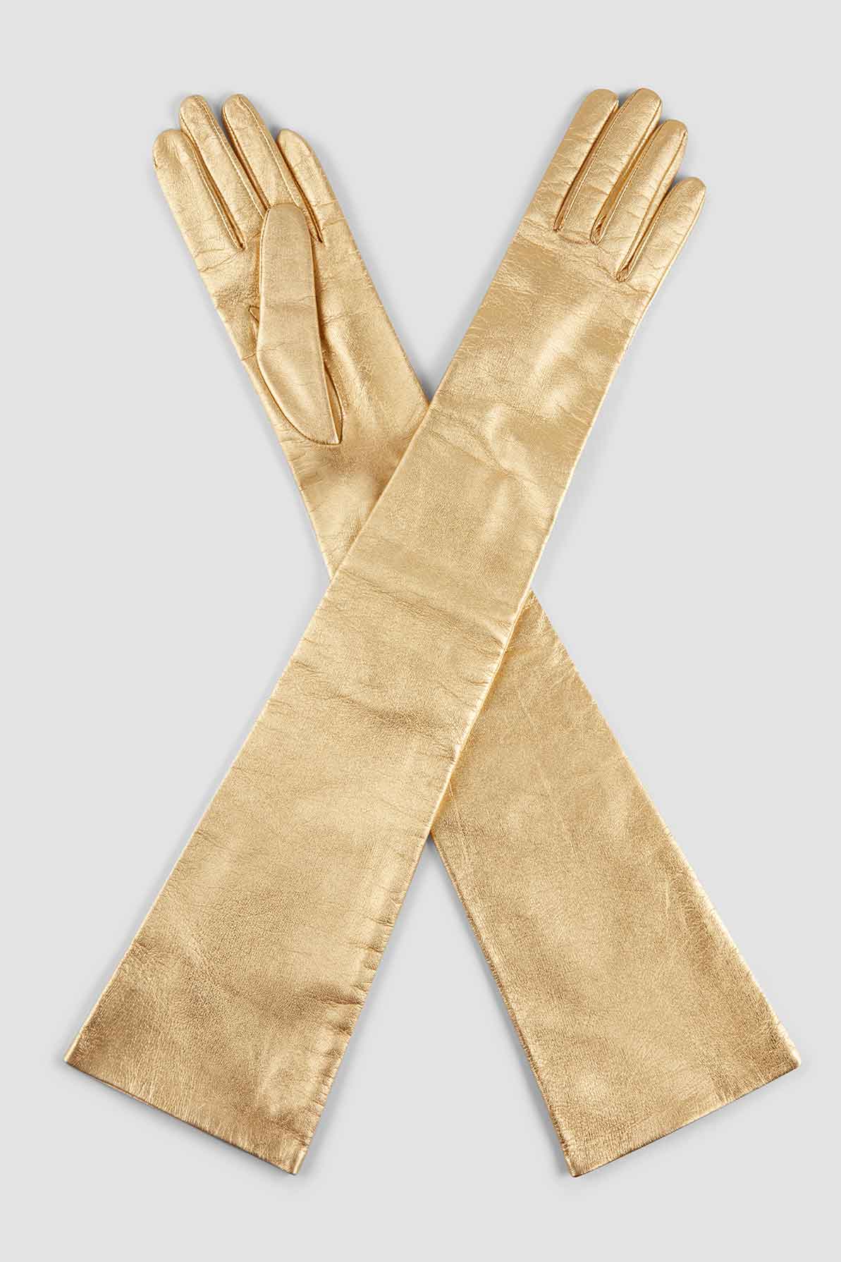 Handsome Stockholm Exclusive Leather Gloves Essentials Extra Long Gold