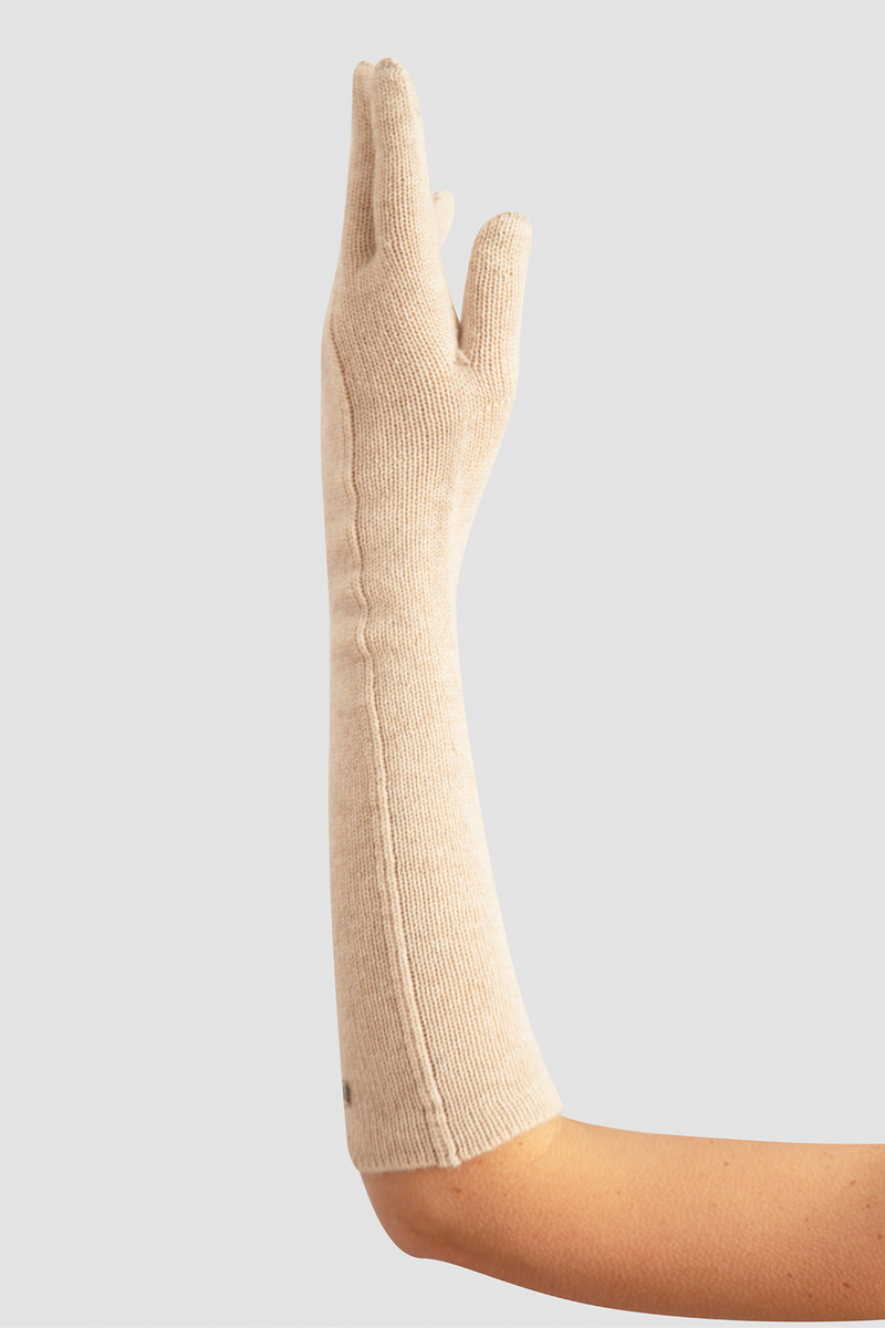 Beige online long gloves