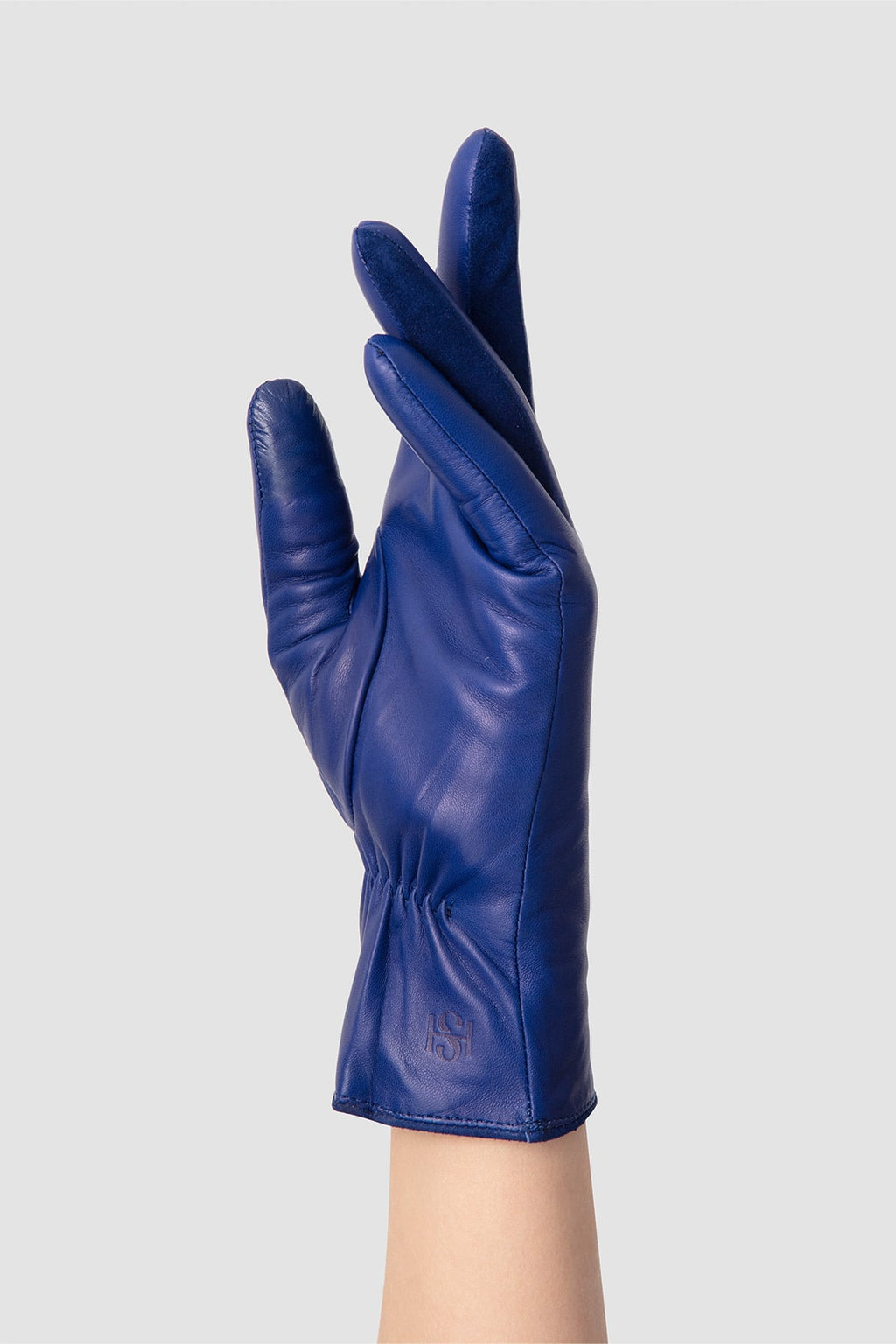 Blue hot sale leather gloves