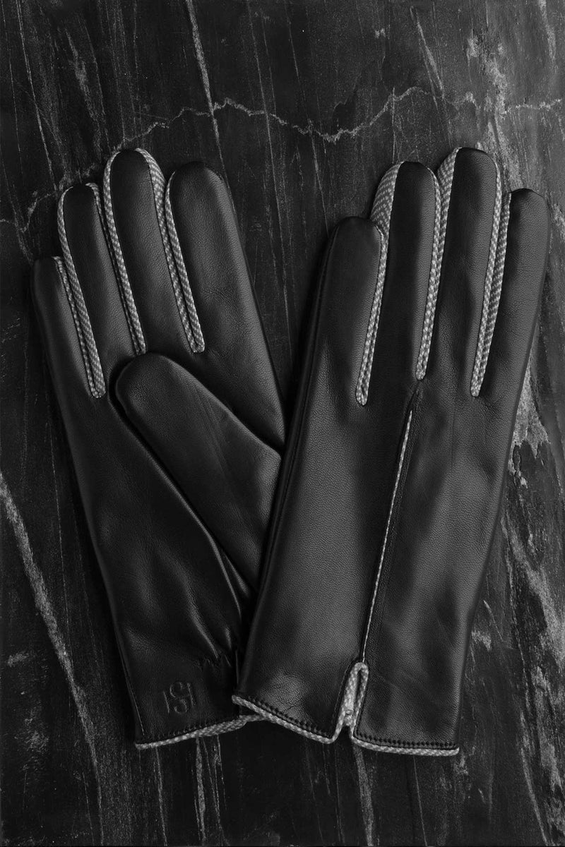 Handsome Stockholm - Exclusive Leather Gloves – Statement Herringbone Men