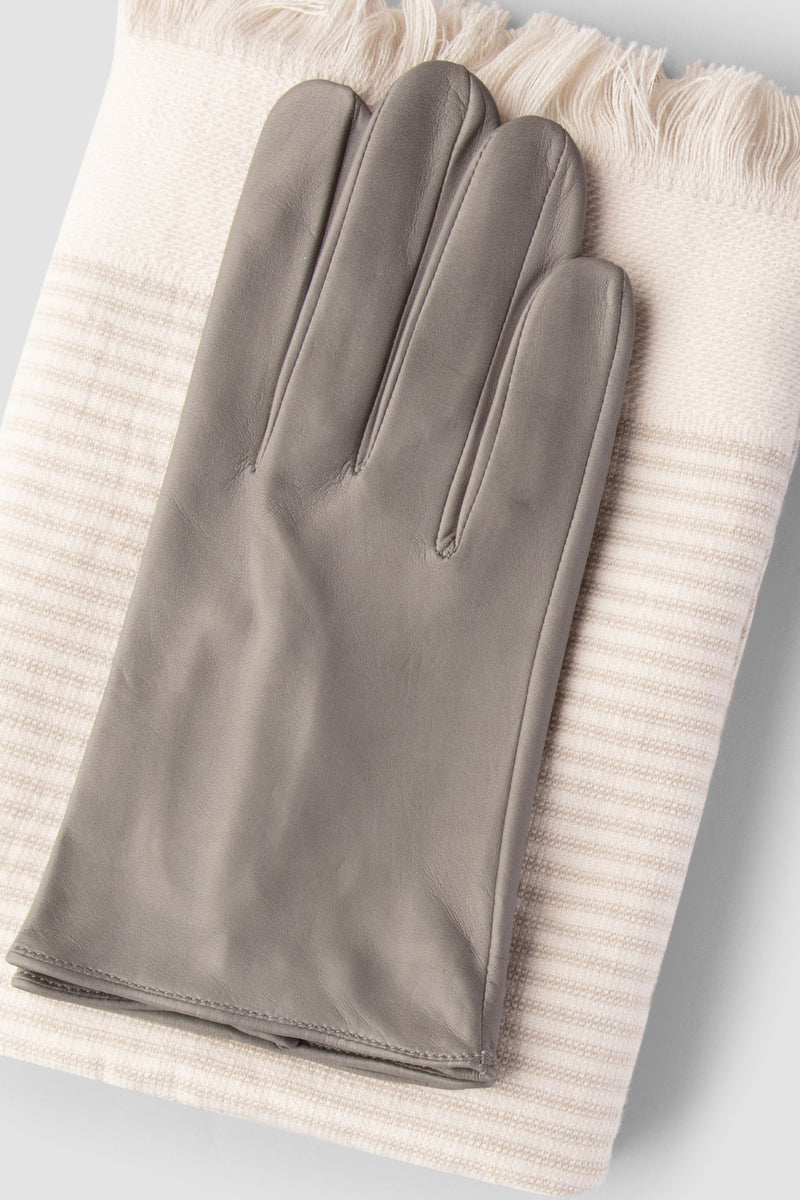 mens grey leather dress gloves Washable Leather Grey - Men